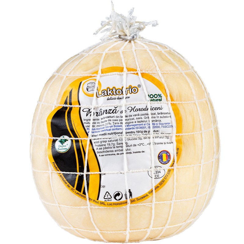 Branza de Horodniceni, 800 g, cu lapte de oaie, in membrana naturala Cod 00004123