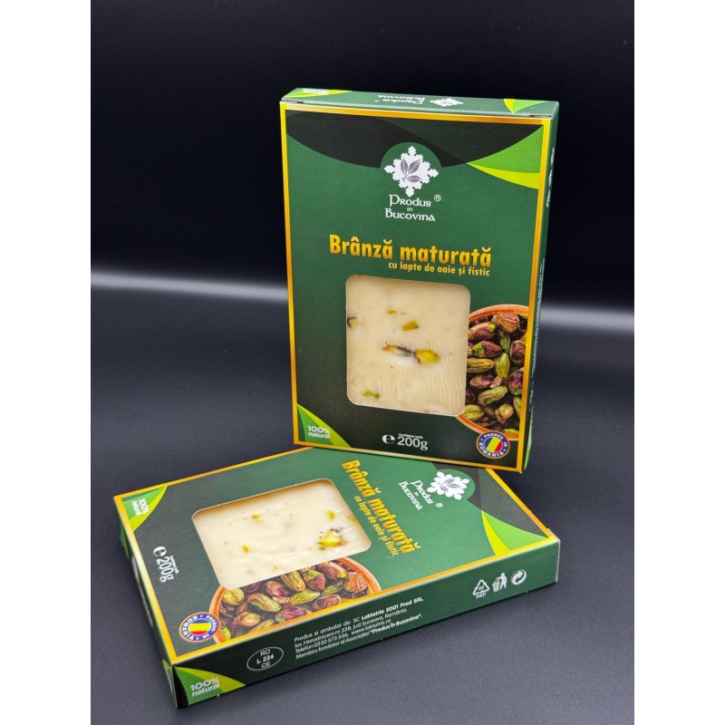 BRANZA MATURATA CU LAPTE DE OAIE SI FISTIC, 200G