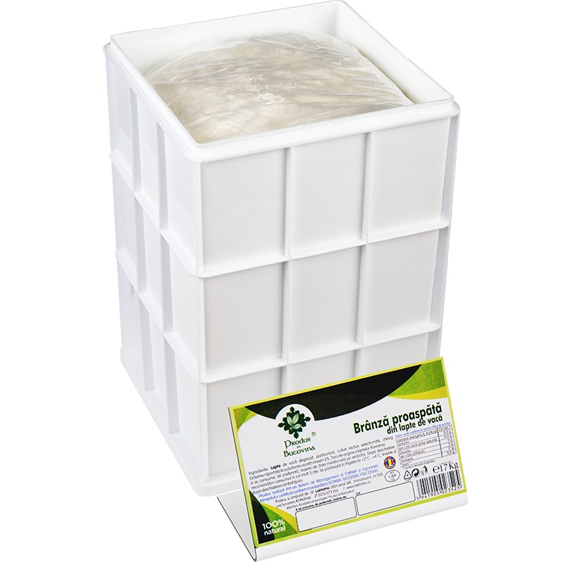 Branza proaspata din lapte de vaca, 5%, 17 kg, cutie, Cod 00002053