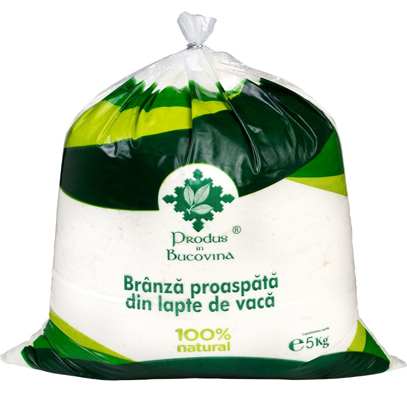 Branza proaspata din lapte de vaca, 5%, 5 kg, punga, Cod 00002052