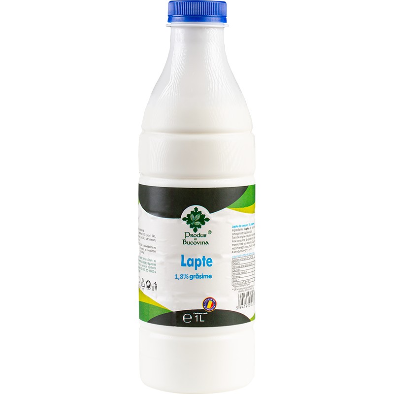 Lapte de vaca, 1,8% grasime, 1 L, Cod 00004327