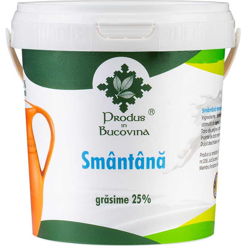 Smantana naturala, 25% grasime, 1 kg, din lapte de vaca, pasteurizata,Cod 00004133