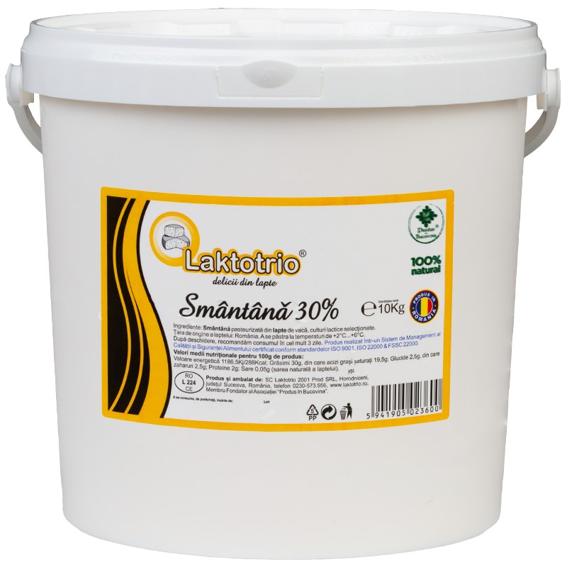 Smantana naturala 30% grasime, 10 kg, din lapte de vaca, pasteurizata, Cod 00004135