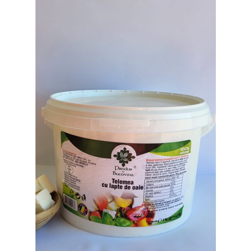 TELEMEA CU LAPTE DE OAIE, 2 KG, CUBURI, Cod 00004505