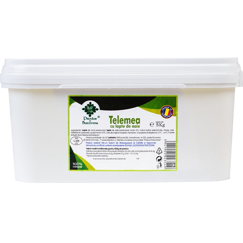 Telemea cu lapte de oaie, 5 kg, proaspata, 37% grasime, Cod 00003436