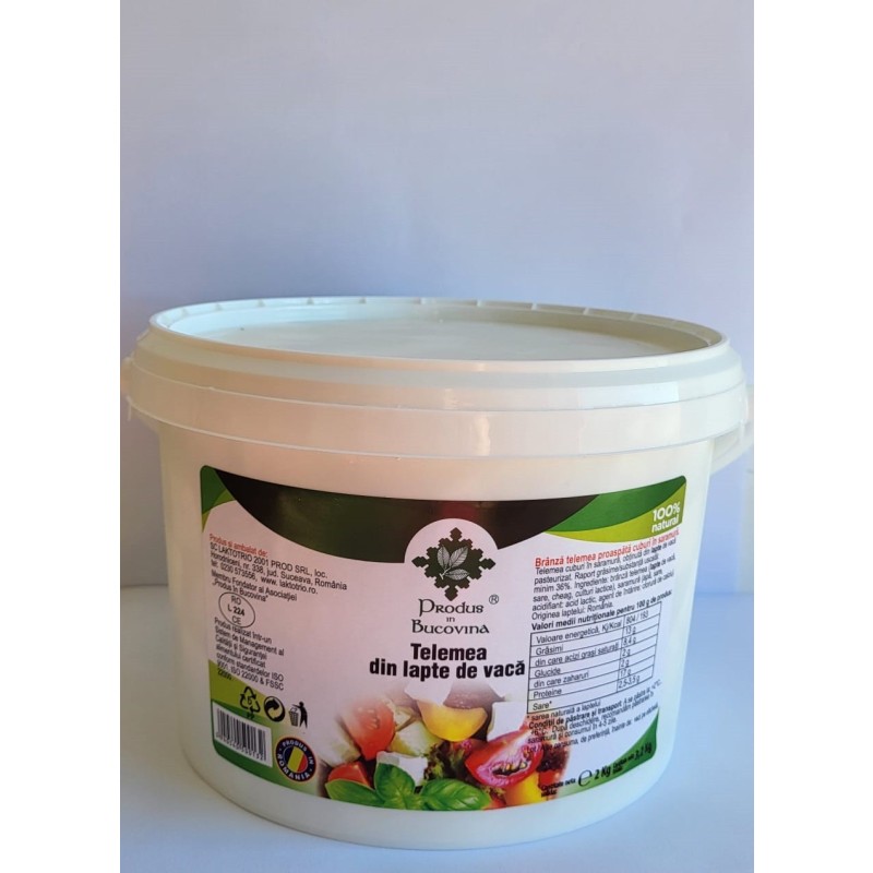 TELEMEA DIN LAPTE DE VACA, 2 KG, CUBURI, Cod 00004503